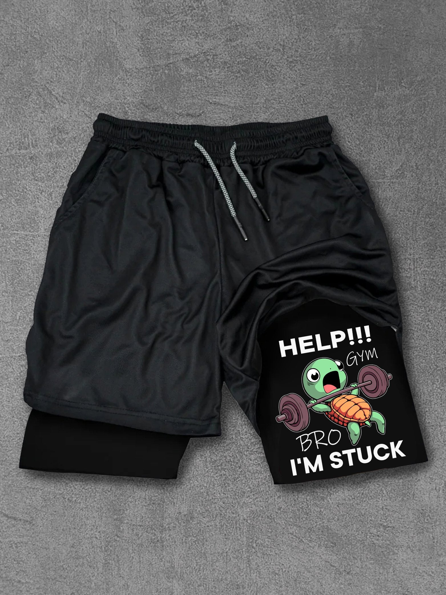 Help Gym Bro I'm Stuck Turtle Performance Training Shorts