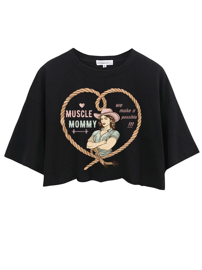 MUSCLE MOMMY CROP TOPS