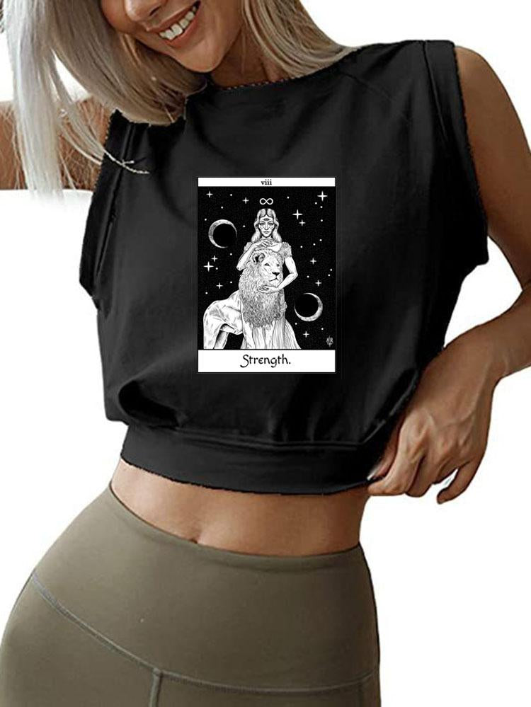 THE STRENGTH TAROT SLEEVELESS CROP TOPS