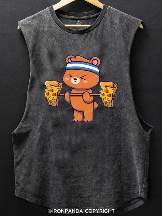 Pizza Lifting Bear SCOOP BOTTOM COTTON TANK