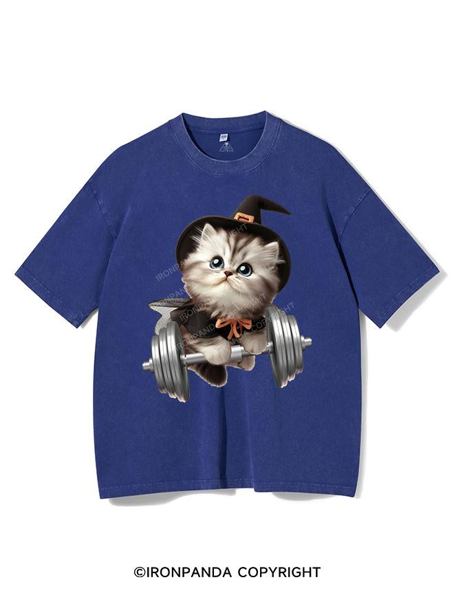 HALLOWEEN LIFTING CAT VINTAGE GYM SHIRT