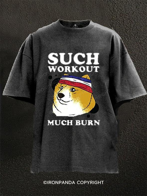 Such Workout Much Burn Washed Gym Shirt