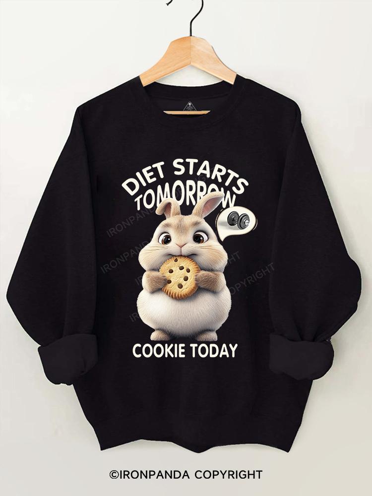 diet starts tomorrow cookie today rabbit Gym Sweatshirt