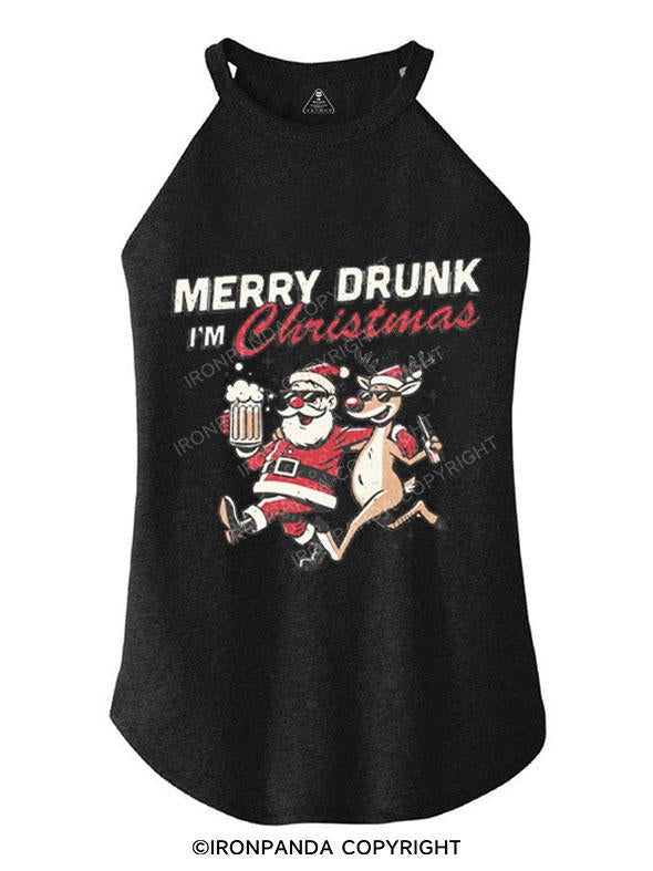 MERRY DRUNK I'M CHRISTMAS TRI ROCKER COTTON TANK