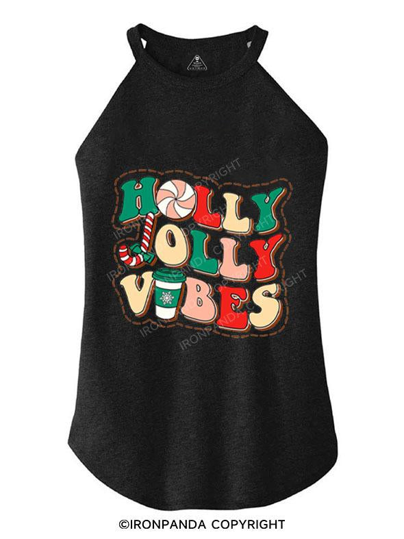 HOLLY JOLLY VIBES TRI ROCKER COTTON TANK