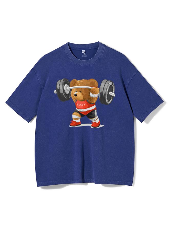 bear weightlifting Washed Gym Shirt