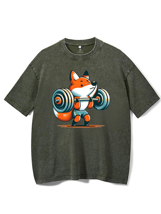 Fox Lifting Weights Washed Gym Shirt