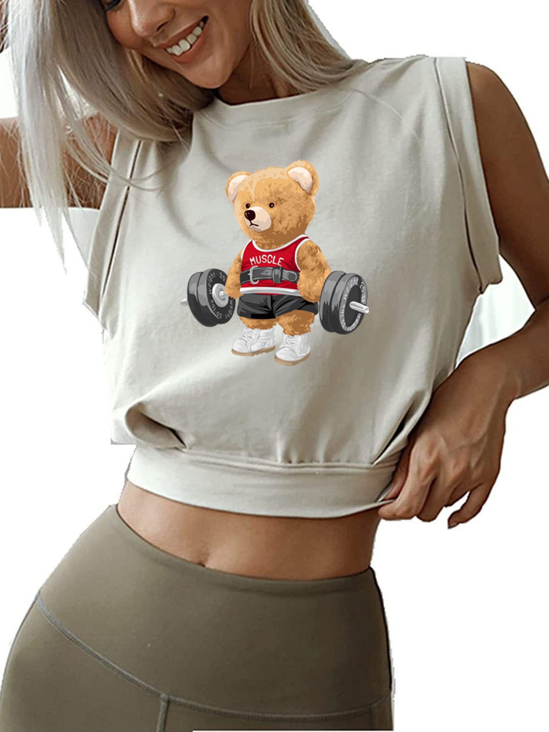 EXERCISE BEAR  SLEEVELESS CROP TOPS