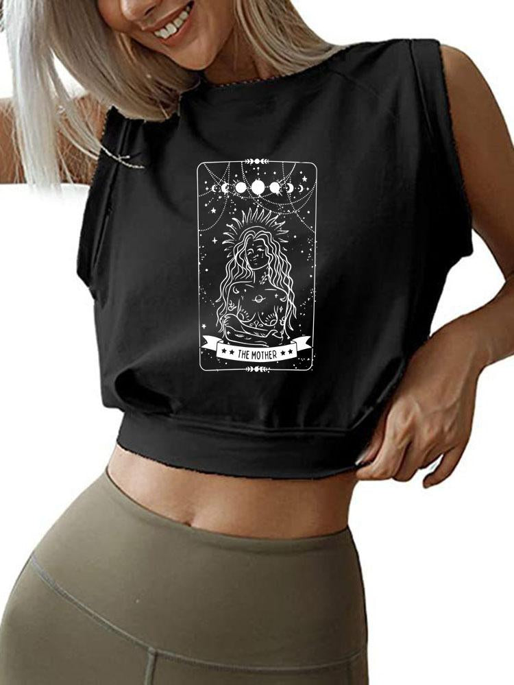 THE MOTHER TAROT CARD SLEEVELESS CROP TOPS