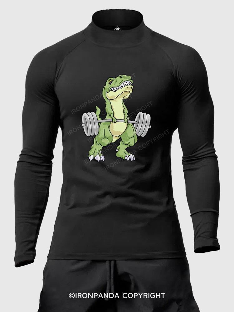 Weightlifting Dinosaur Men's Fitted Mock