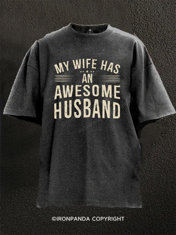 Wife Awesome Husband Washed Gym Shirt