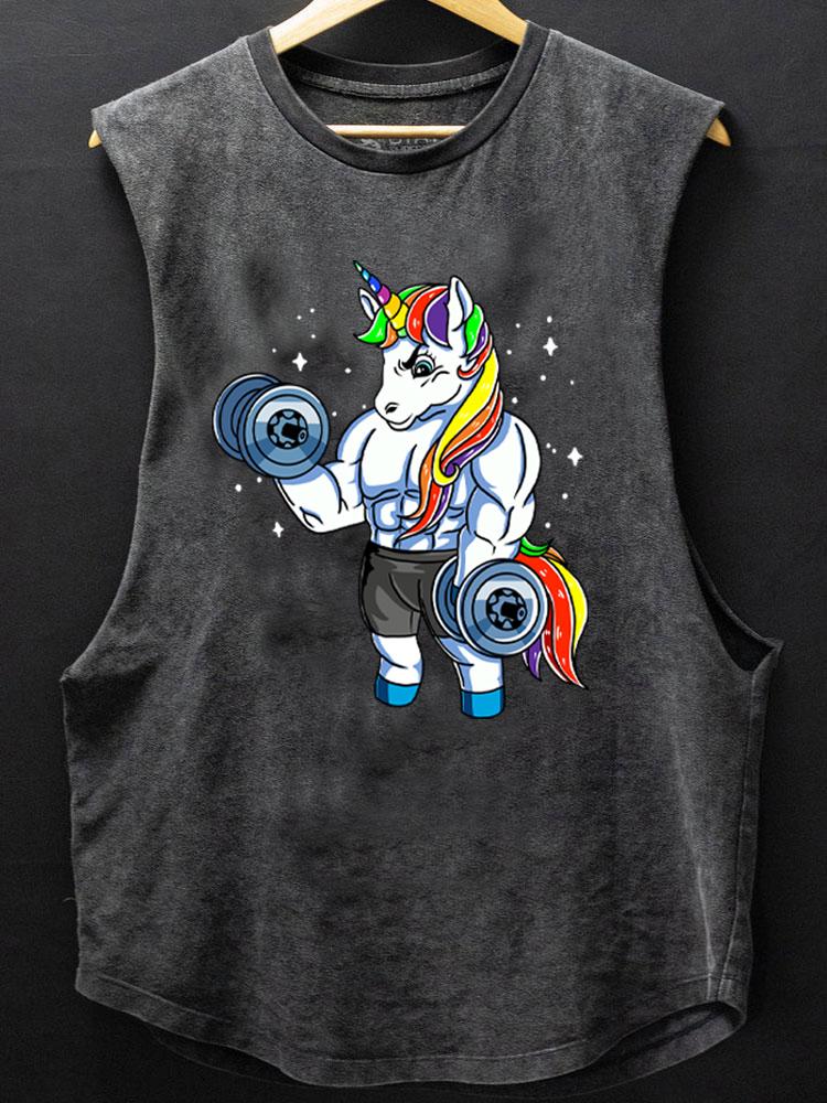 dumbbell weightlifting unicorn SCOOP BOTTOM COTTON TANK