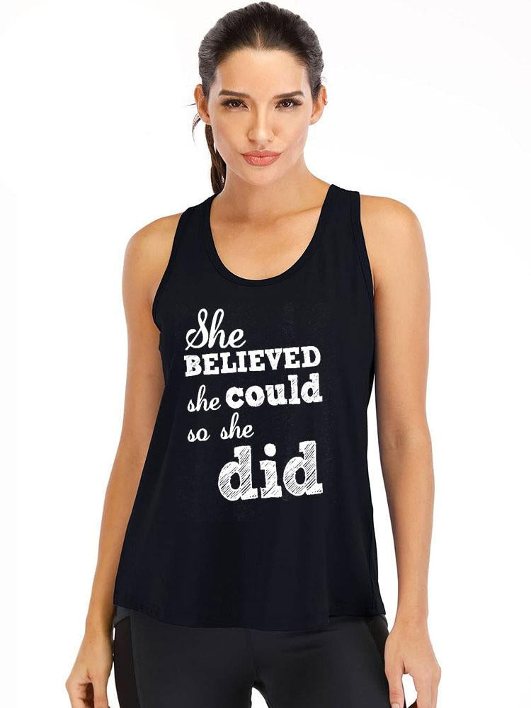 She Believed Loose Ironpanda Women Fitness Tank