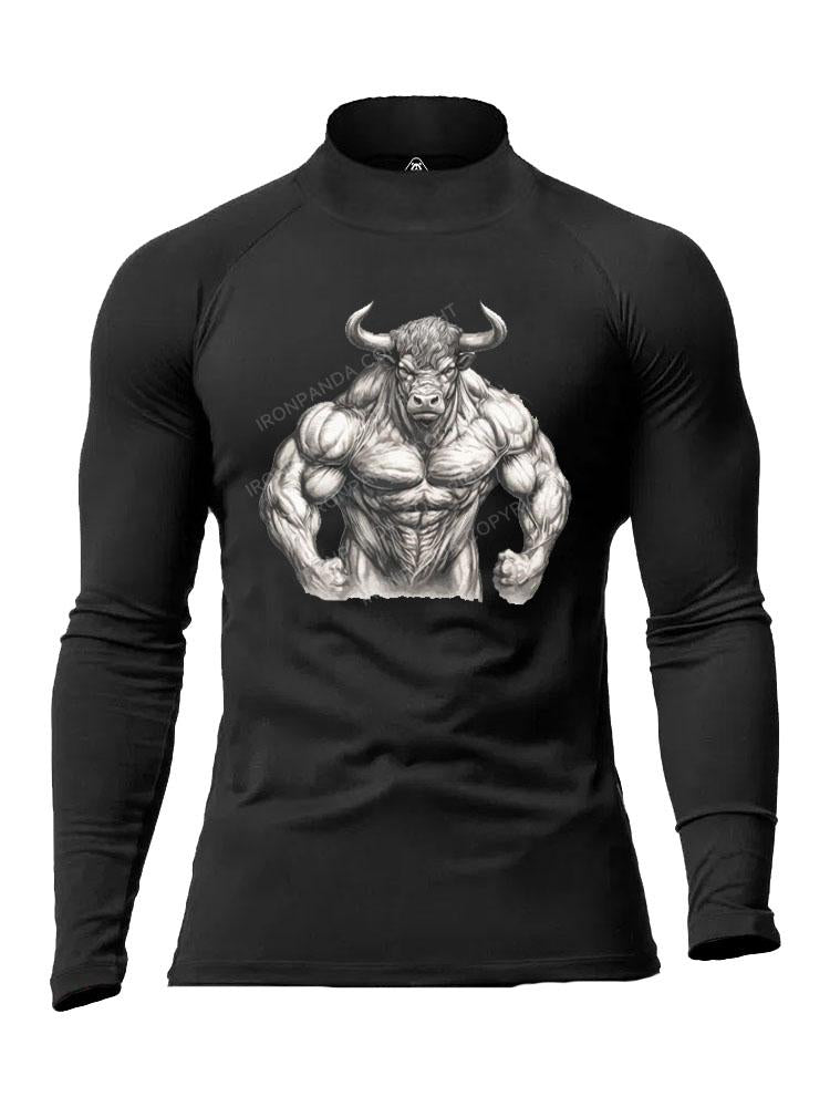 Bull Muscles Bodybuilding Men's Fitted Mock