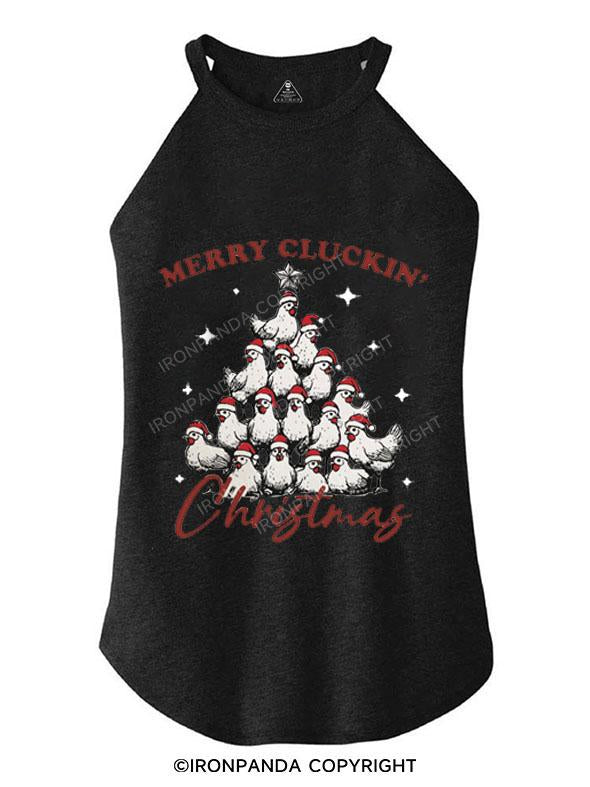 MERRY CLUCKIN' CHRISTMAS TRI ROCKER COTTON TANK