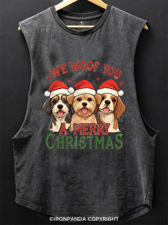 WE WOOF YOU A MERRY CHRISTMAS SCOOP BOTTOM COTTON TANK