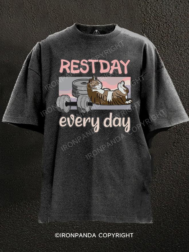 Restday everyday lazy cat for sports mufflers Washed Gym Shirt