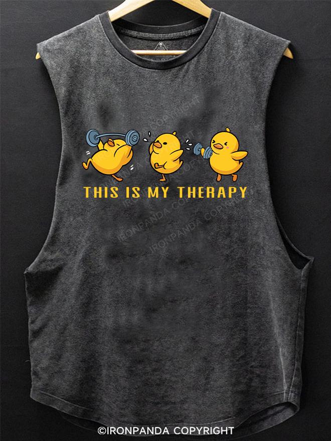 THIS IS MY THERAPY SCOOP BOTTOM COTTON TANK