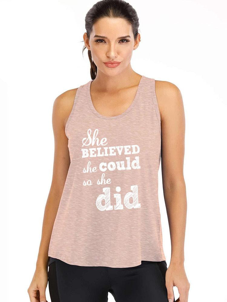 She Believed Loose Ironpanda Women Fitness Tank