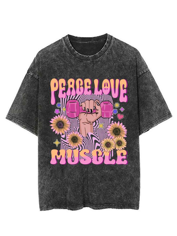 PEACE LOVE MUSCLE  VINTAGE GYM SHIRT