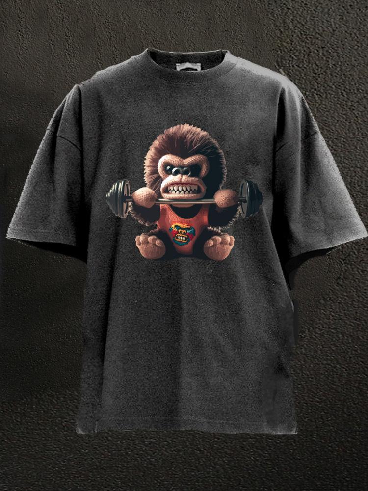 weightlifting toy monkey Washed Gym Shirt