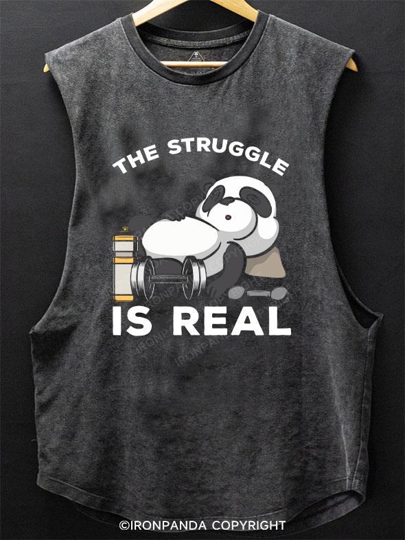 the struggle is real panda SCOOP BOTTOM COTTON TANK