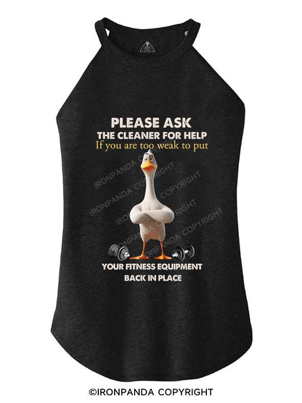 PLEASE ASK THE CLEANER FOR HELP TRI ROCKER COTTON TANK