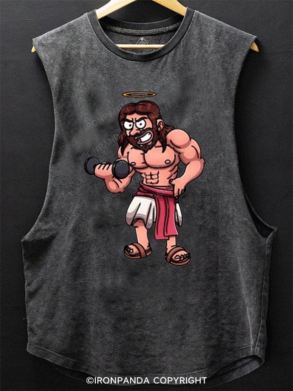 Jesus Working Out SCOOP BOTTOM COTTON TANK