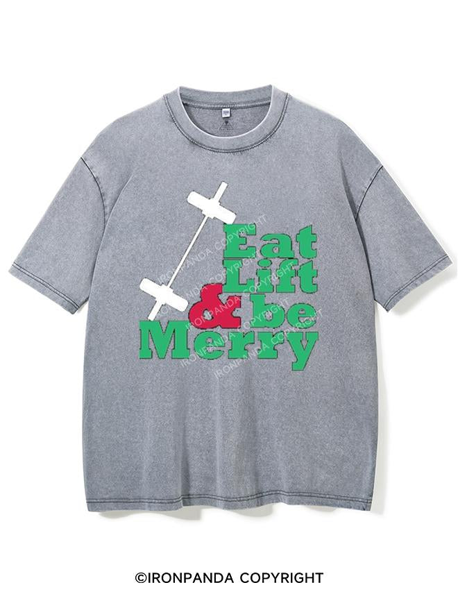 EAT LIFT & BE MERRY VINTAGE GYM SHIRT