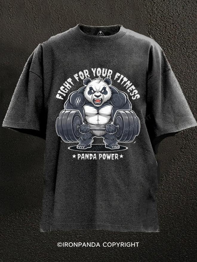 Fight For Your Fitness Panda Power Washed Gym Shirt