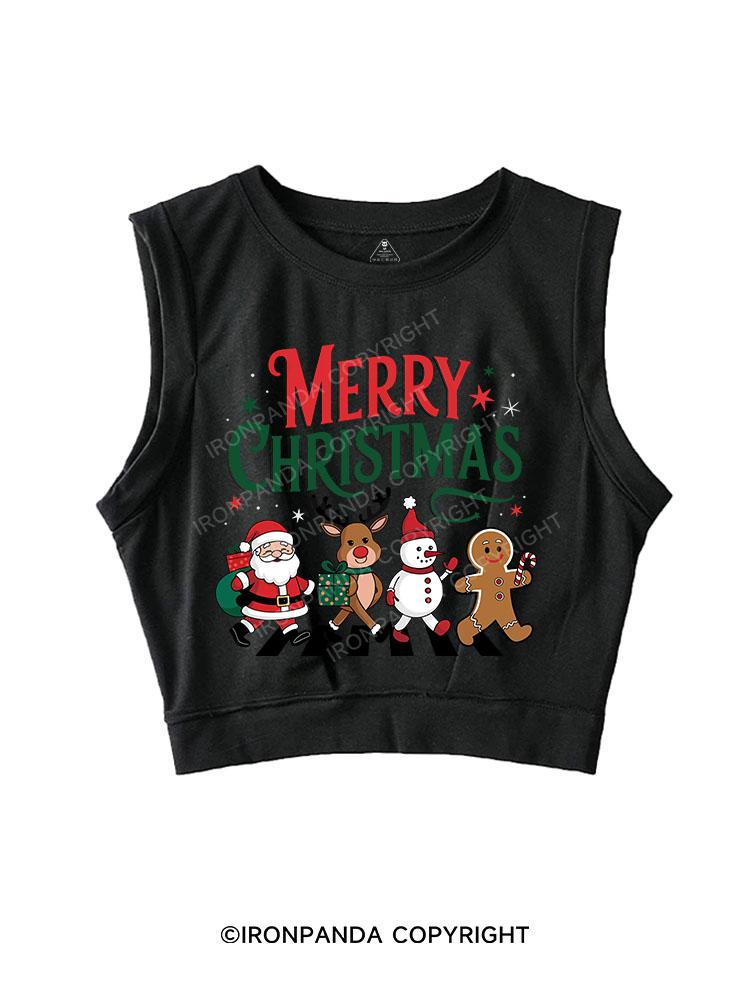 MERRY CHRISTMAS SLEEVELESS CROP TOPS