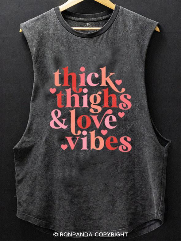 THICK THIGHS & LOVE VIBES SCOOP BOTTOM COTTON TANK