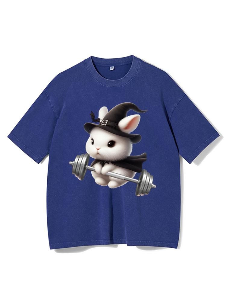 WITCH RABBIT LIFTING Washed Gym Shirt