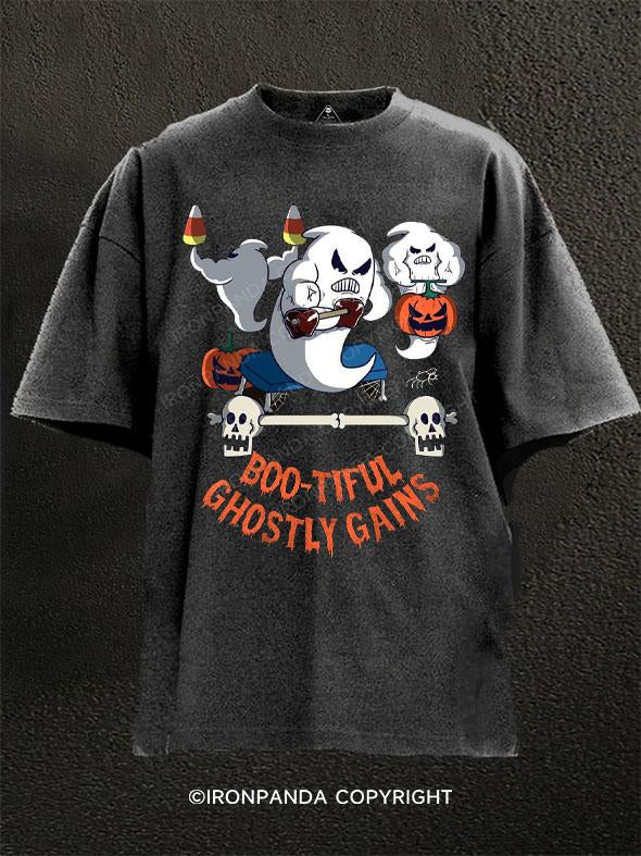 BOO TIFUL  GHOSTLY GAINS Washed Gym Shirt