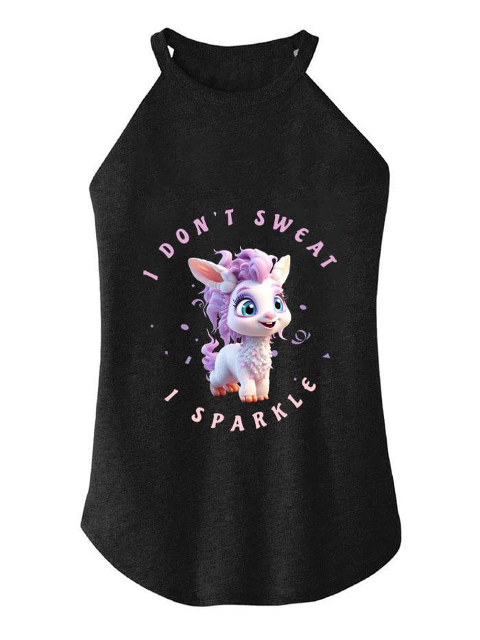 UNICORN I DON'T SWEAT I SPARKLE  TRI ROCKER COTTON TANK