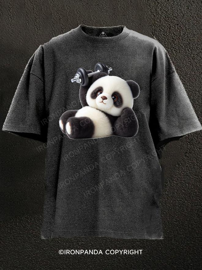 Dumbbell panda Washed Gym Shirt