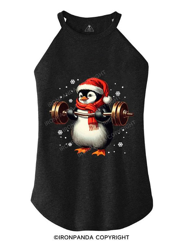 CHRISTMAS DEADLIFT PENGUIN TRI ROCKER COTTON TANK