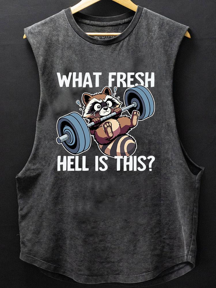 what fresh hell is this Raccoon SCOOP BOTTOM COTTON TANK