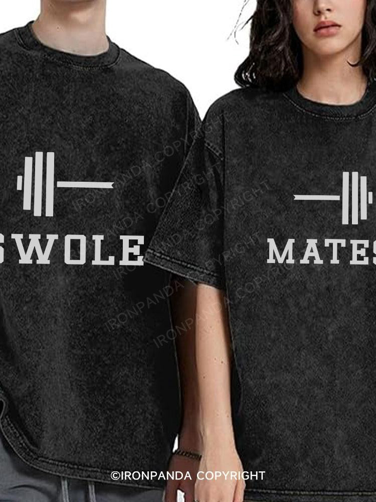 Swole Mates Washed Matching Couple Gym Shirt