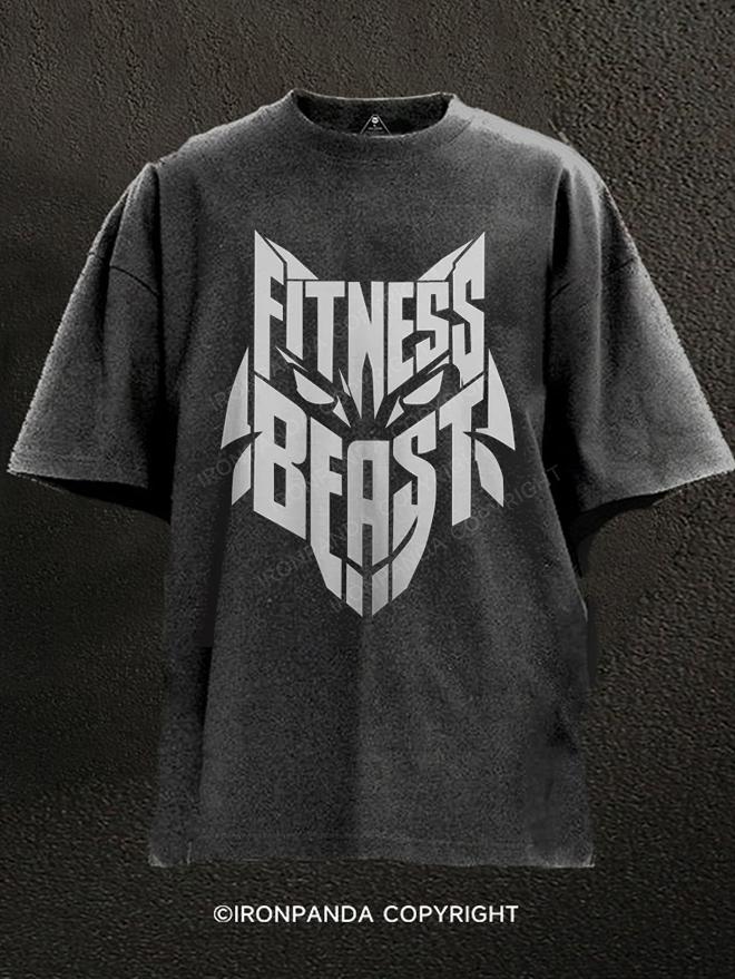 Fitness Beast wolf Washed Gym Shirt