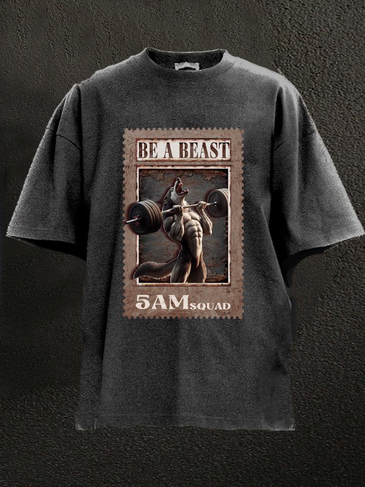 be a beast wolf stamp Washed Gym Shirt