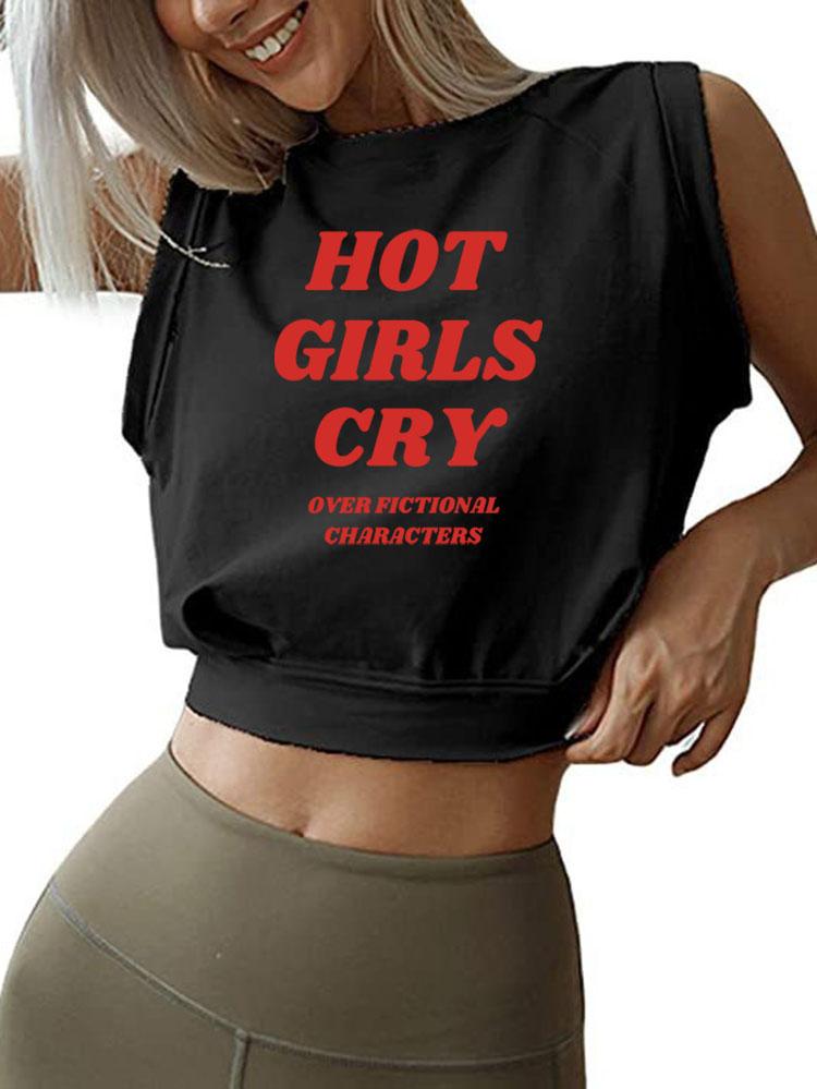 HOT GIRLS CRY OVER FICTIONAL  SLEEVELESS CROP TOPS