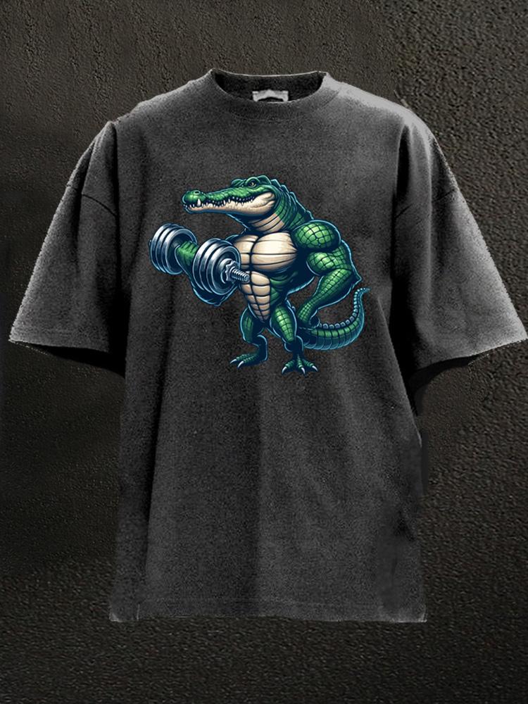 workout crocodile Washed Gym Shirt