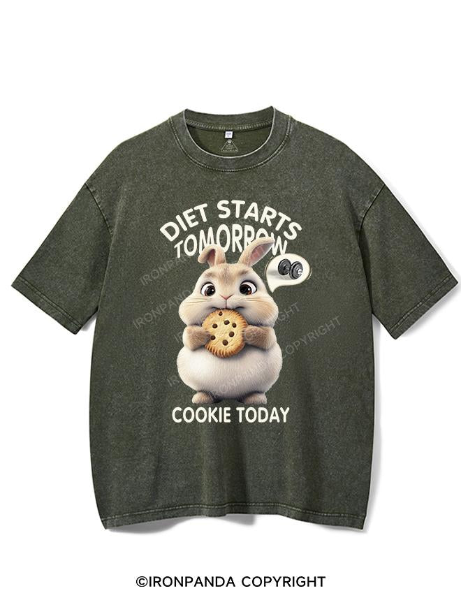 DIET STARTS TOMORROW COOKIE TODAY BUNNY VINTAGE GYM SHIRT