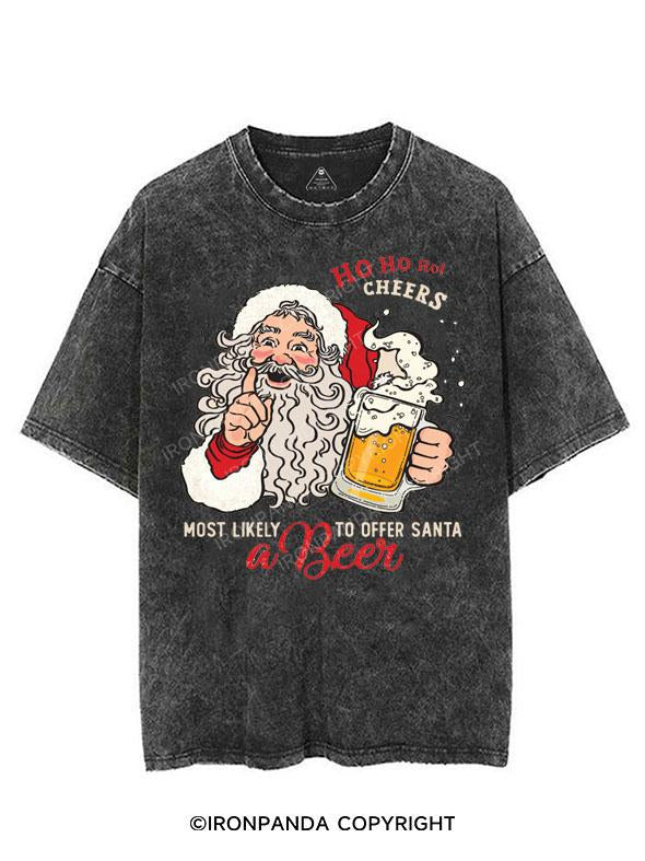 MOST LIKELY A BEER TO OFFER SANTA VINTAGE GYM SHIRT