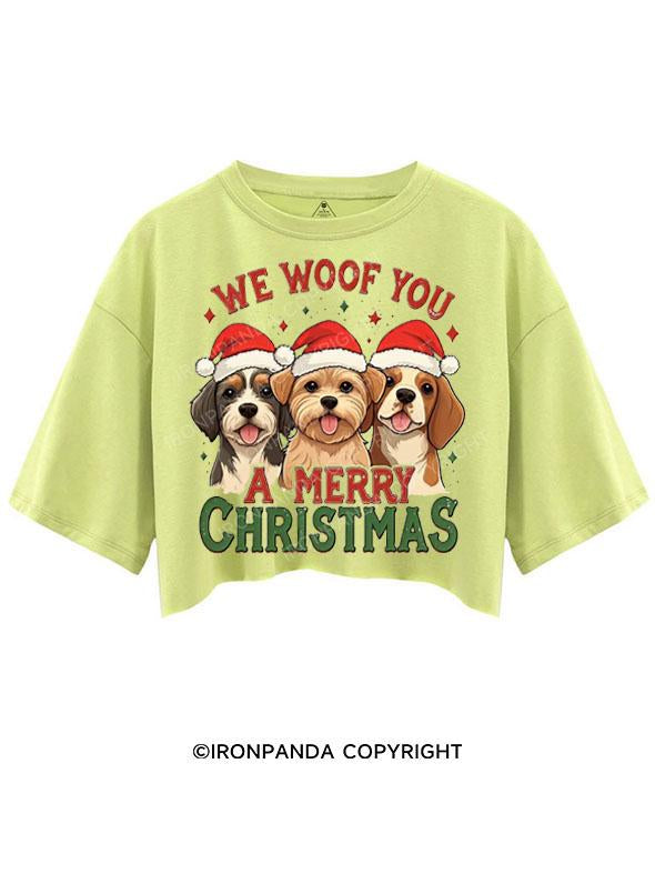 WE WOOF YOU A MERRY CHRISTMAS CROP TOPS