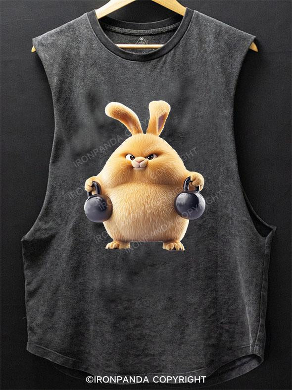 FURRY FITNESS FAN WITH A KETTLEBELL SCOOP BOTTOM COTTON TANK