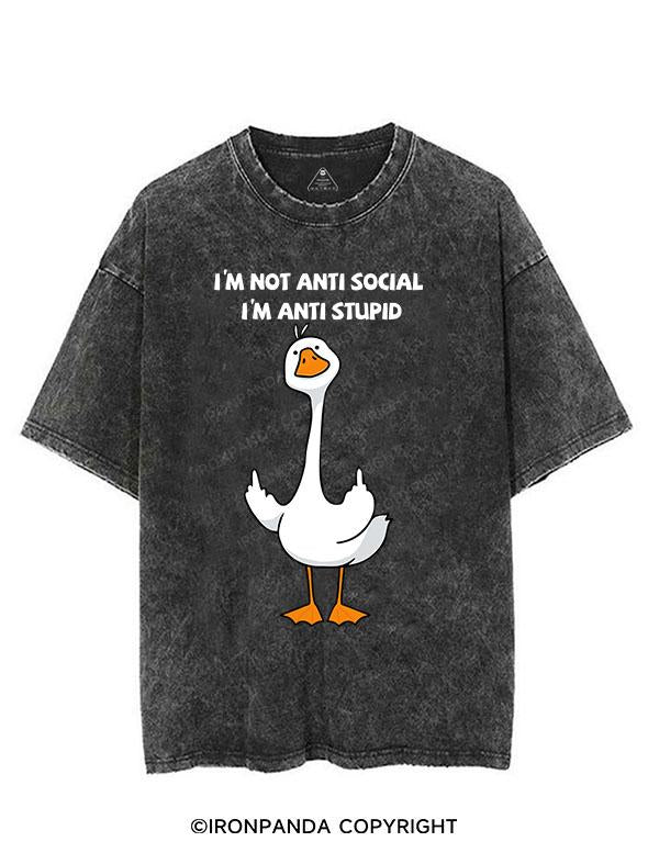 I'M NOT ANTI SOCIAL I'M ANTI STUPID VINTAGE GYM SHIRT