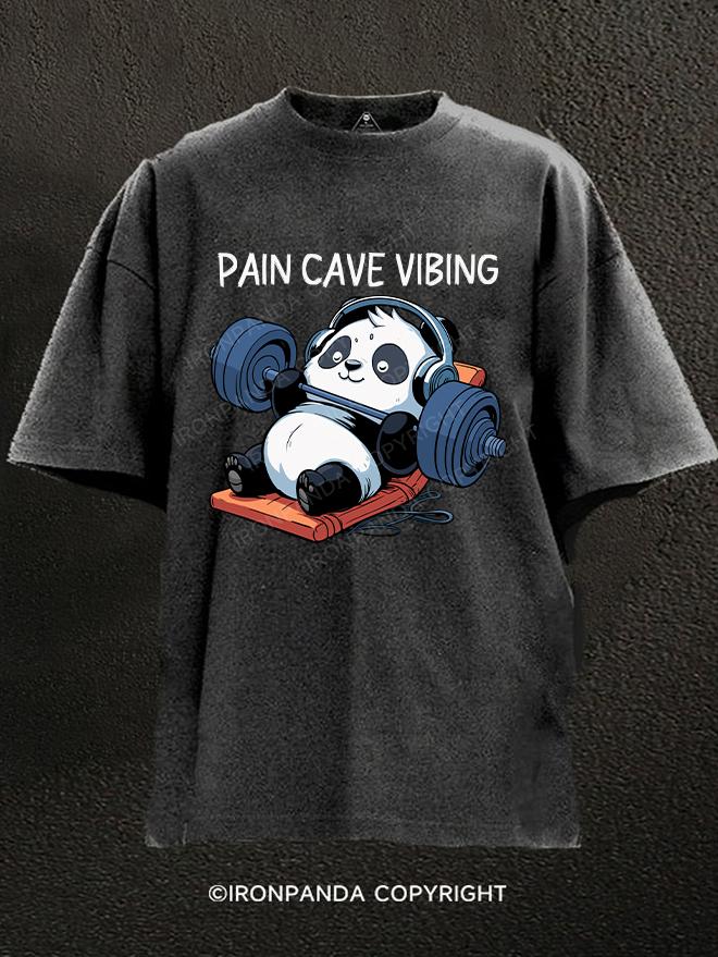 Pain cave vibing panda Washed Gym Shirt