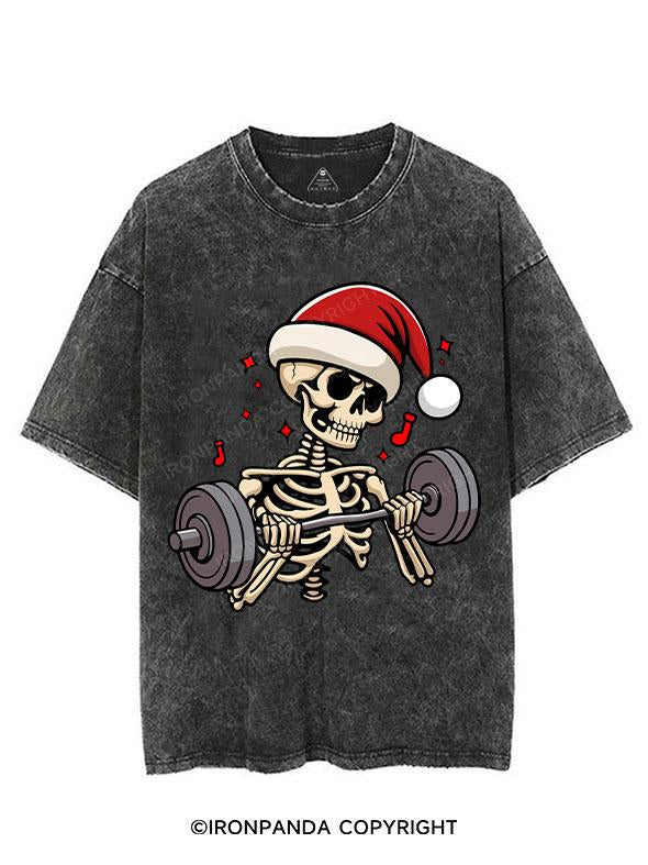 LIFTING CHRISTMAS SKULL VINTAGE GYM SHIRT